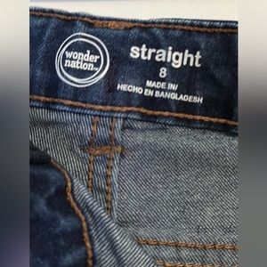 Dark blue, straight jeans size 8 Girls.